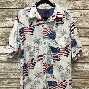 Vintage Patriotic Amaerican Flag Hawaiian Shirt